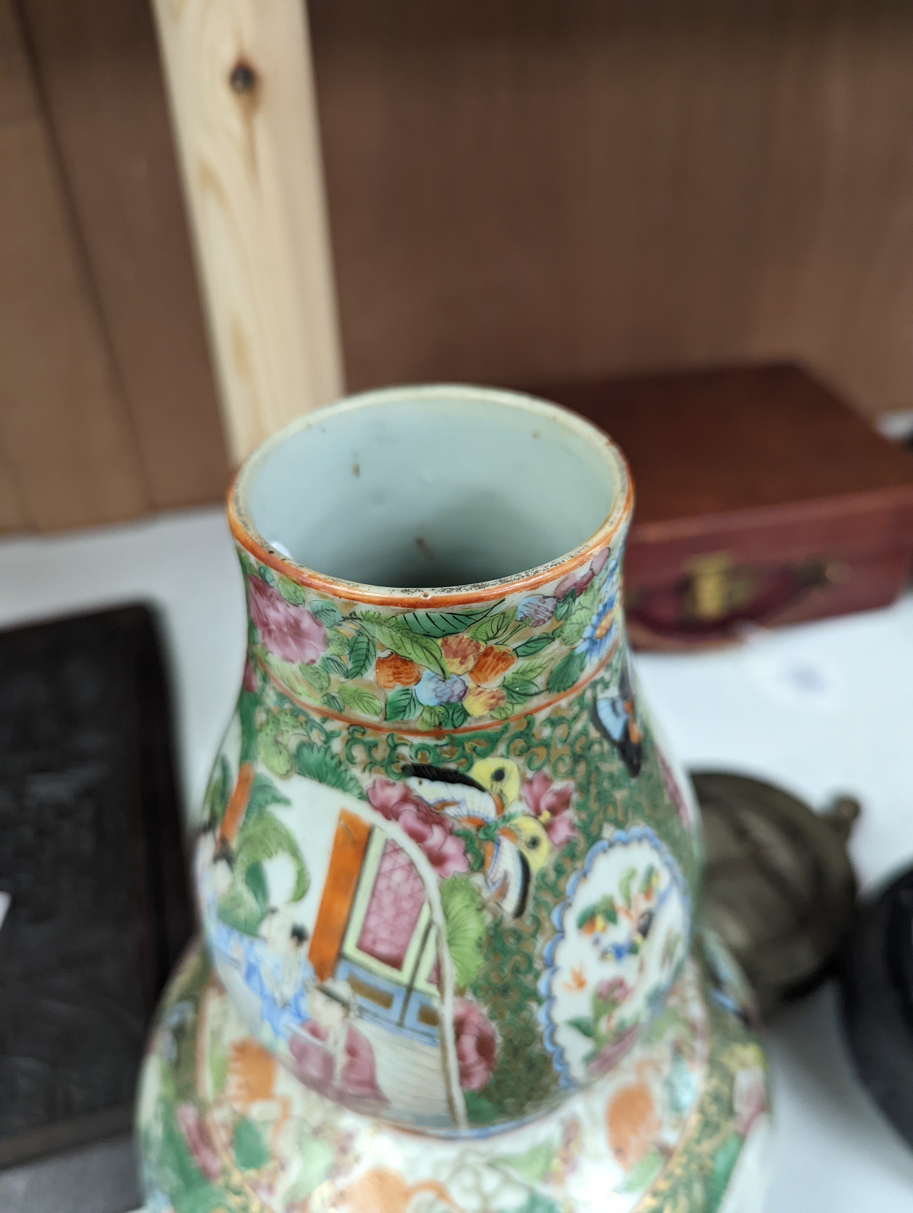 A 19th century Chinese famille rose double gourd vase - 31cm high